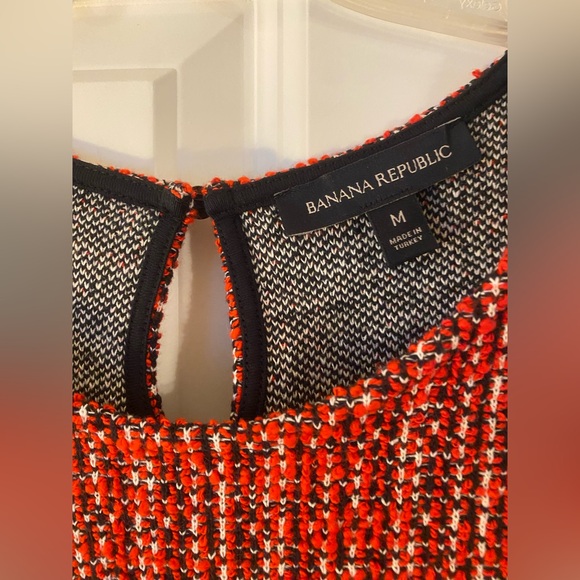 Banana Republic Red/Black/White Tweed Cotton Blend Sleeveless Top Size M - Picture 5 of 13